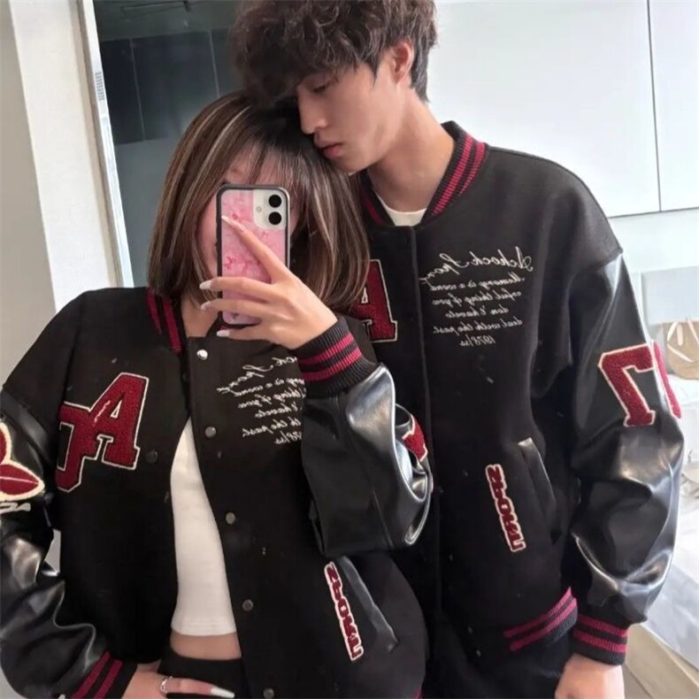 春秋款重磅拼接字母刺绣棒球服男女美式风夹克外套JKK766,男装夹克,星座516A