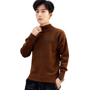 秋冬中领毛衣男小鱼骨头长袖外套男毛衫打底针织衫高领绿M229P35图片