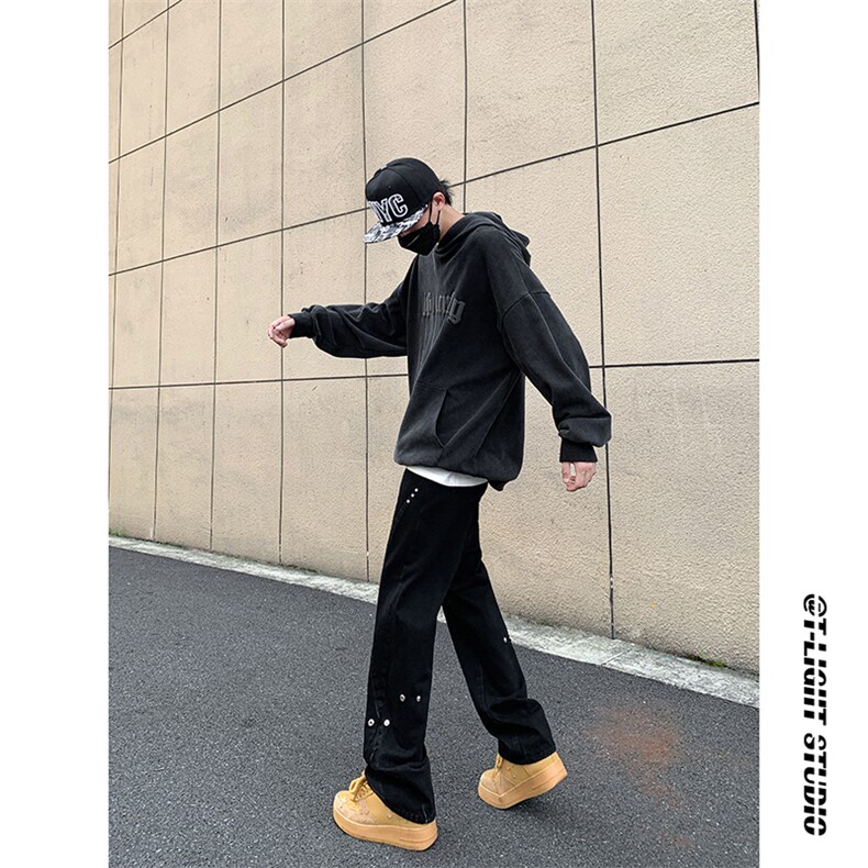 B221美式ins高街暗黑小众个性铆钉小脚牛仔裤LK23142-P65控88,男装牛仔裤,电商B221