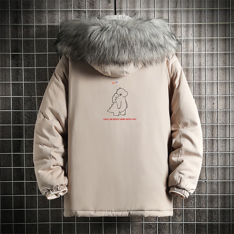 MM48140-P130 冬季大毛领棉衣男士大码加厚棉袄男棉服 网格图片