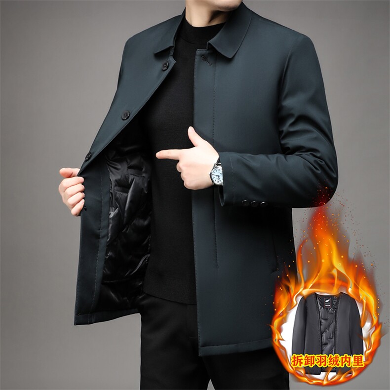 羽绒服男士可拆卸内胆保暖中年爸爸冬装加厚外套干部休闲夹克男装,男装羽绒服,电商B212（原钱塘6029）