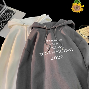美式复古重磅英文印花连帽卫衣图片