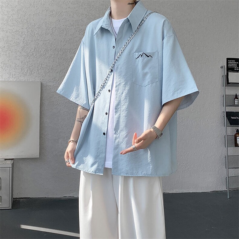 CS1143-特批25控49夏薄款冰丝面料大码短袖衬衫防晒透气外套，男装防晒衣，电商A059