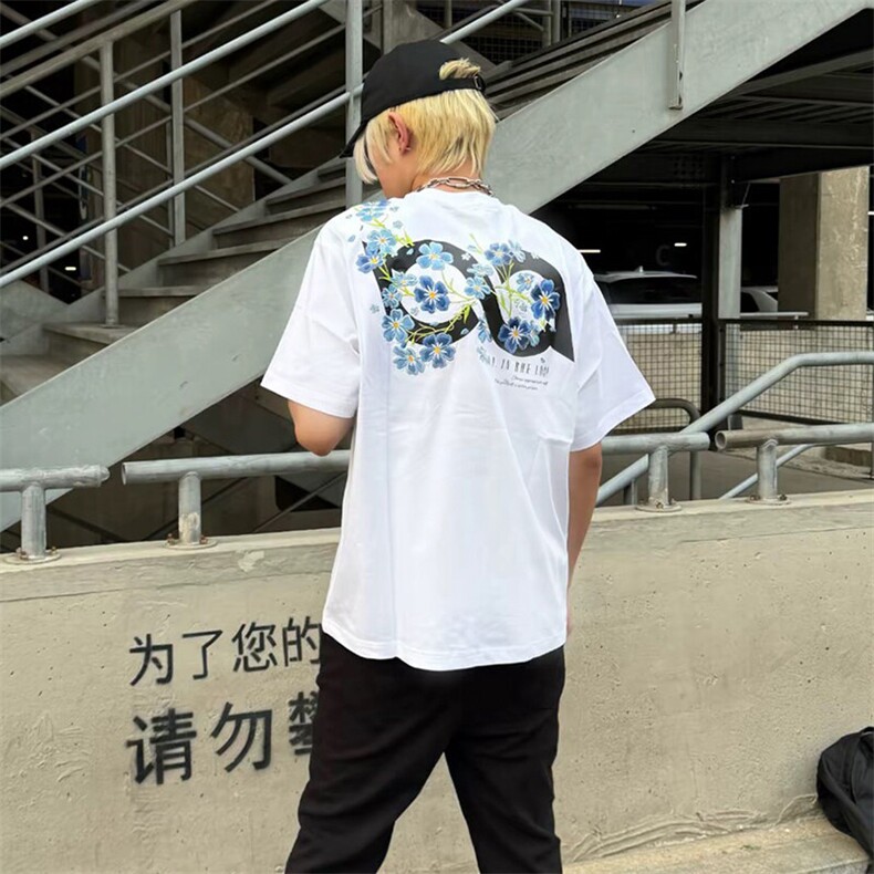 万针全刺绣解构设计260克重磅双纱纯棉高品质美式高街短袖T恤特39,男装T恤,电商A486
