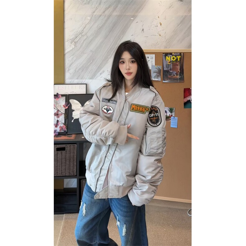 潮牌美式机车风男女教练飞行员夹克外套百搭刺绣棒球棉服L01批85,男装夹克,星座307A