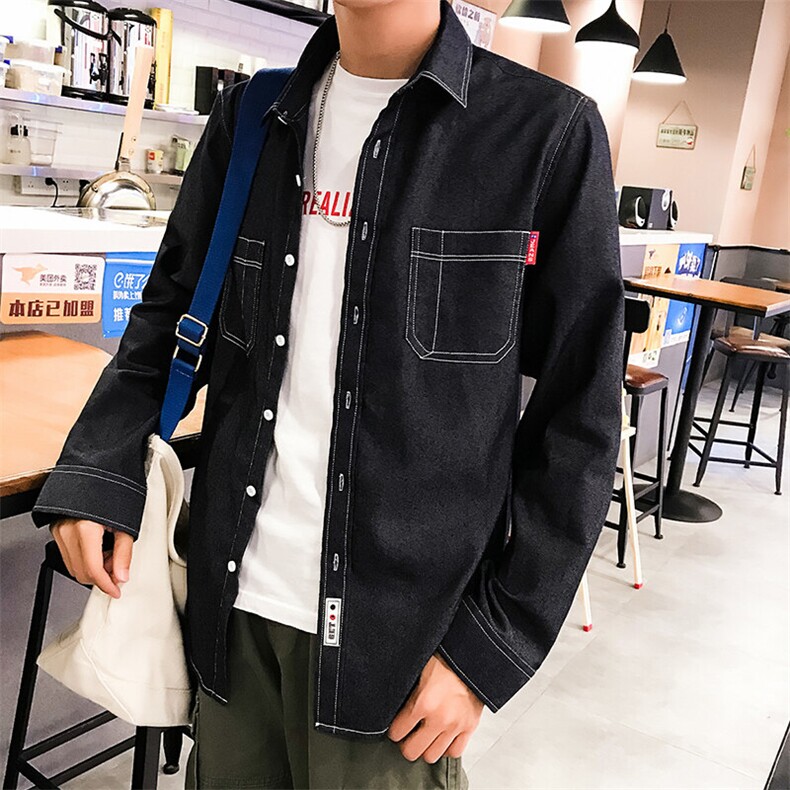 男士时尚潮休闲男牛仔衬衣长袖衬衫衬衣228-CS801-P45，男装衬衫，星座228