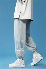 2024夏季新款 蓝底中性风宽松大码冰感透气束脚休闲裤1536-P35图片