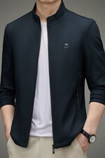 男士夹克外套2023秋季商务刺绣宽松上衣中年休闲立领爸爸装风衣，男装夹克，电商B212（原钱塘6029）