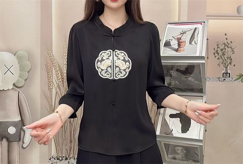 2025新款短袖纽扣款百搭简约,女装T恤,思沃羊绒