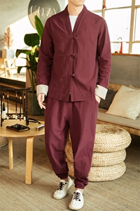 风唐装盘扣夹克中式居士服宽松大码汉服套装男装 A821-P110图片