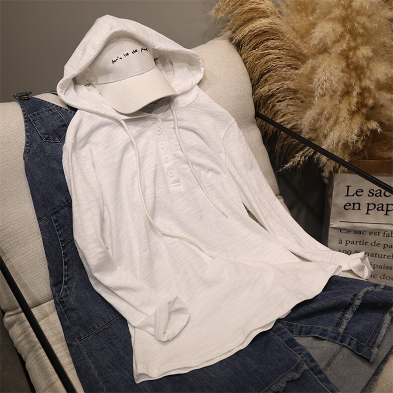 T恤2021年春季潮流舒适简约百搭个性长袖，女装T恤，钱塘布衣