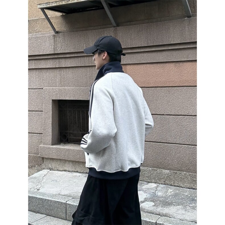 现货刷毛65棉35聚酯纤维460克卫衣外套撞色拼立领夹WY121-P65,女装短外套,星座310A-4