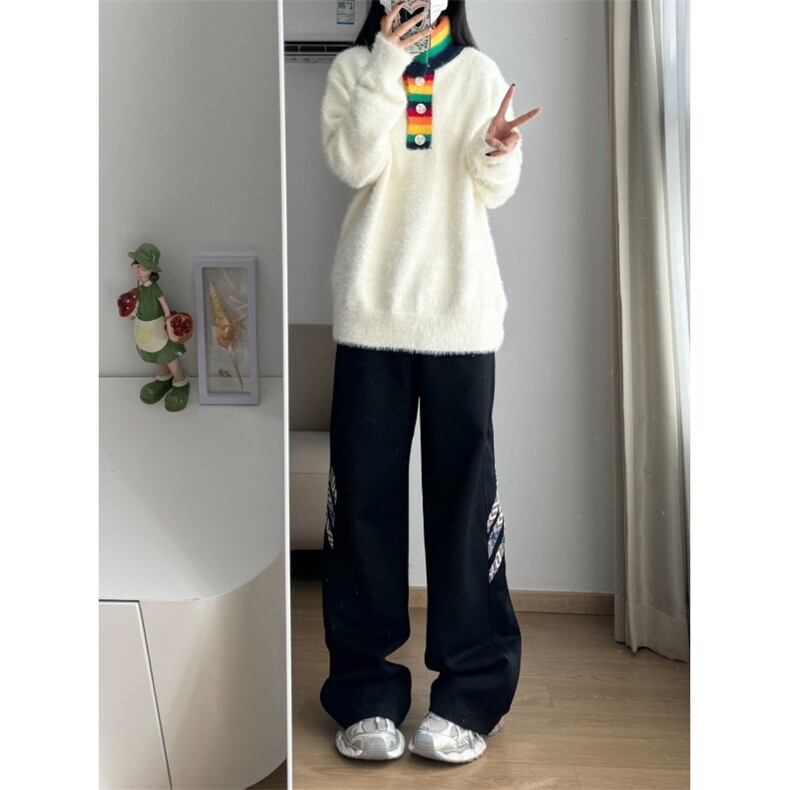 【有货】MY451LL-特P60彩虹高领毛衣男女仿貂毛针织衫外套,男装针织衫/毛衣,星座1007（原301D）