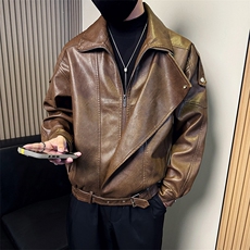 高端美式PU皮男士秋季宽松休闲夹克外套A368-P6606-P138，男装皮衣，电商A368