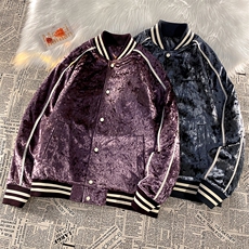 2024新款立领加棉棒球服潮金丝绒夹克外套A436-966-P100控价138，男装夹克，电商A436