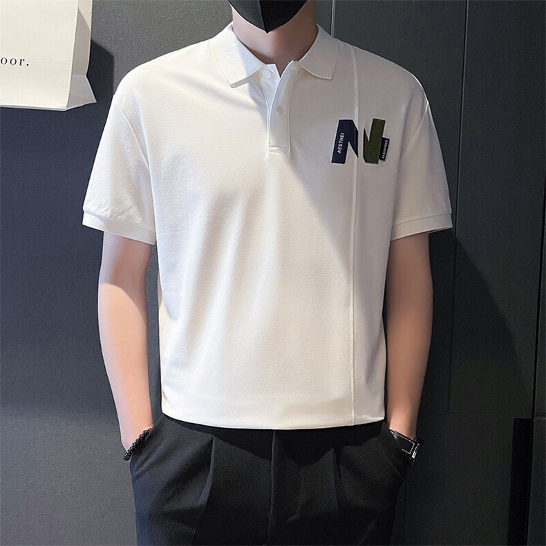 6605-P58设计感刺绣POLO衫男潮牌体恤夏季新款半截袖男装-1控78,男装Polo衫,星座603-2