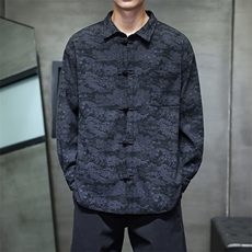 2026春装新款灯芯绒清明上河图风盘扣唐装汉服2535-P60，男装民族服装，电商A057B
