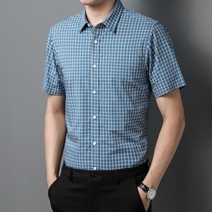 DN62213限价108元男士2023夏短袖衬衫商务休闲修身衬衣P65图片