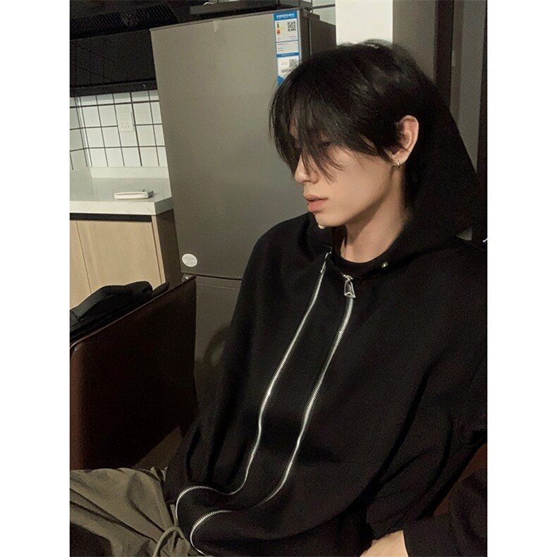 B221美式ins高街双拉链宽松开衫卫衣连帽外套SY2319-P95控128,男装卫衣,电商B221