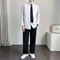 春季长袖衬衫男日系潮牌炸街宽松情侣装制服CS2203-P30配送领带，男装衬衫，星座308B-2