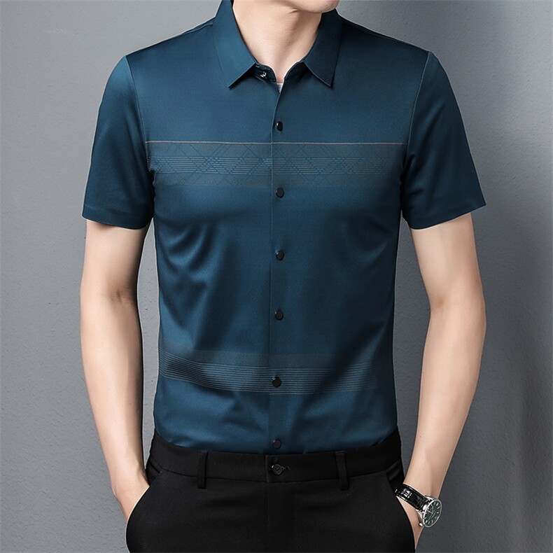 AD5822钱塘2020-3夏季男士精品商务休闲短袖衬衫P75,男装衬衫,钱塘207-3