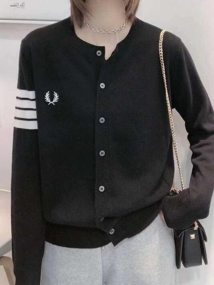 TB麦穗刺绣开衫，女装针织衫/毛衣，美莎羊绒