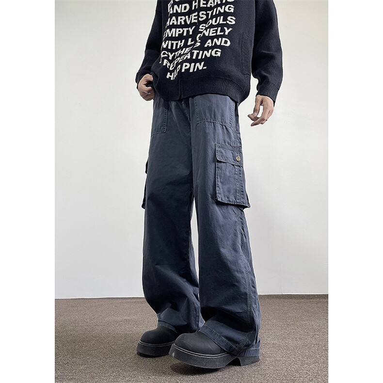 美式复古多口袋工装裤男女春秋高街小众宽松休闲直筒裤B00222-p65,男装工装外套,星座1008