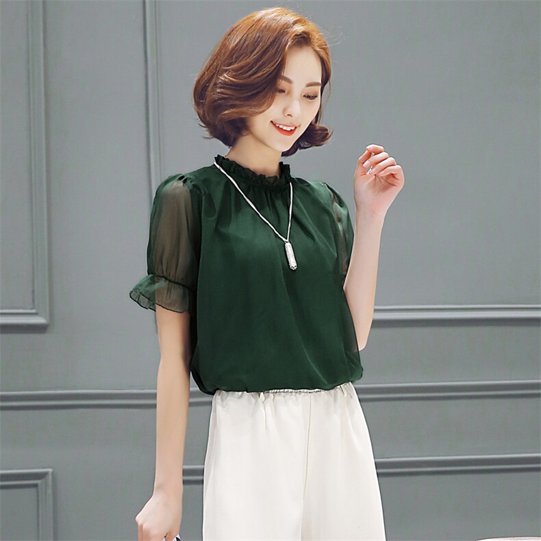 蕾丝衫/雪纺衫2020年春季纯色时尚潮流显廋百搭简约街头套头,女装蕾丝衫/雪纺衫,众宇琦