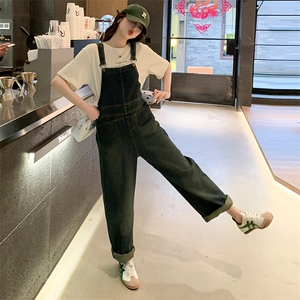 港风复古工装牛仔背带裤女春秋2025新款宽松慵懒风绝美炸街阔腿裤图片