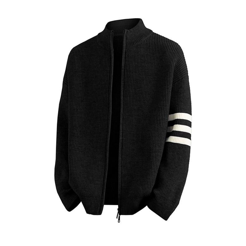 重磅秋冬北极绒开衫毛衣美式复古休闲慵懒风男女立领针织衫外套，男装针织衫/毛衣，电商A486