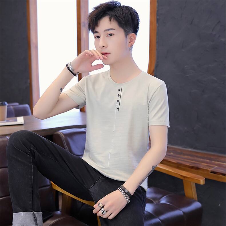 家乐2001夏季男士短袖t恤青少年圆领半袖白体恤潮流男装帅气,男装T恤,电商D310（原电商305）