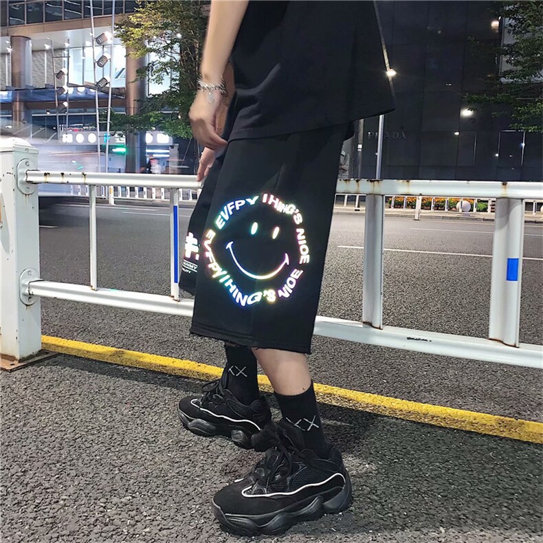 运动短裤夏季宽松2026新款中性百搭ins反光休闲五分裤潮DK86-P28,男装牛仔裤,星座1008-2