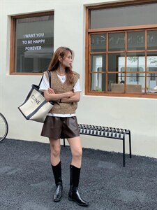 WM0007 V领杂色毛织背心，女装背心吊带，BD