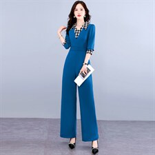 现货连体裤女秋新款时尚气质减龄女职业装阔腿连衣裤，女装连体裤，韩美纤衣