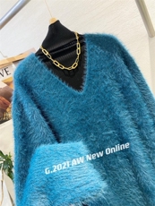 V领防水貂毛长款连衣裙现货，女装连衣裙，G