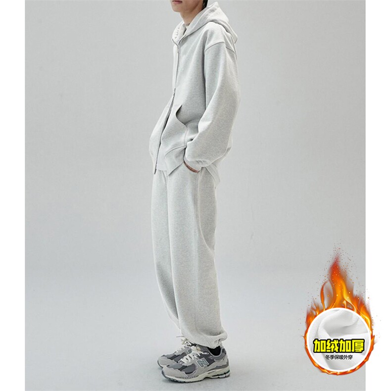 480G重磅加绒硬挺boxy男女秋冬美式高街结构双拉链开衫卫衣厚外套,女装短外套,电商A486