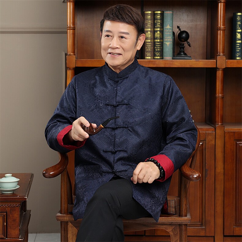 25年长货春秋风唐装外套男士中老年中式复古盘扣夹克上衣,男装夹克,钱塘723