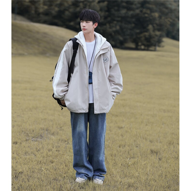 高品质！23秋季新款工装连帽外套假两件夹克PJK237-P85控118,男装夹克,电商B370