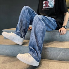 灯芯绒字母满印休闲裤男设计感情侣宽松阔腿裤子CK92P33加绒P43，男装休闲裤，星座410-2