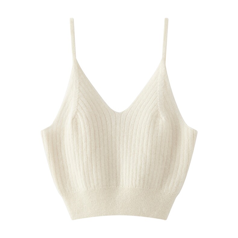 柔软舒适百搭轻盈内搭10%短吊带女秋冬季时尚，女装背心吊带，羿纯羊绒高端店