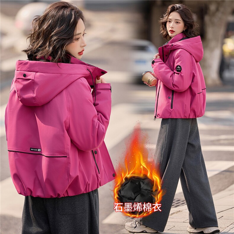 2026冬季新款休闲棉衣短外套,女装棉衣/棉服,红依一坊
