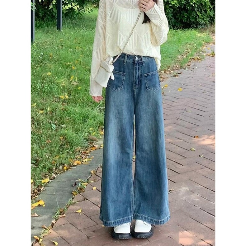 美式复古大码胖mm百搭显瘦加绒加厚牛仔裤女气质洋气阔腿裤韩版潮,男装牛仔裤,星座1210-1