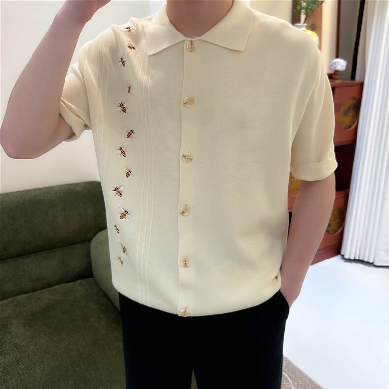 夏季男士冰丝针织密封刺绣翻领POLO衫N6735-P58,男装Polo衫,星座1012-1