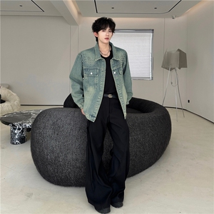 秋冬美式复古铆钉做旧慵懒休闲夹克牛仔外套男914-4-JK8644 P75图片