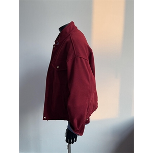 安可拉红毛呢外套立领拼接夹克上衣 JK208 特P79图片