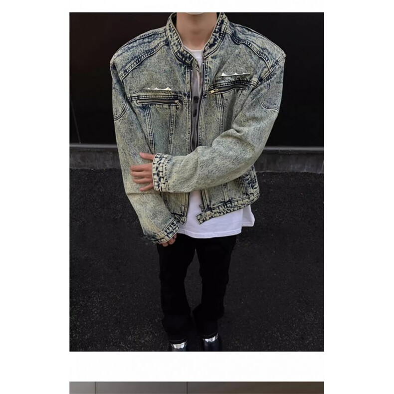 美式短款牛仔外套男士新款潮牌男装潮流JK625-P77,男装工装外套,星座1109-3