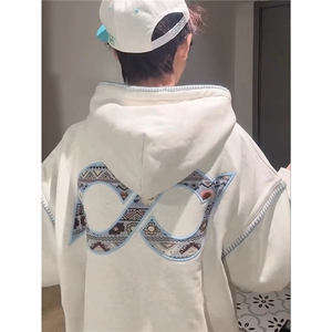 立体刺绣男女款连帽秋冬季宽松潮牌立体刺绣工艺潮牌上衣服-Y325图片