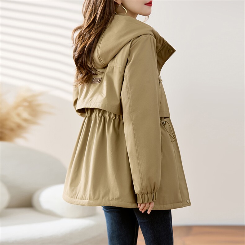 加绒加厚保暖派克服外套女秋冬2025新款收腰显瘦宽松休闲连帽棉衣,女装棉衣/棉服,沐七七