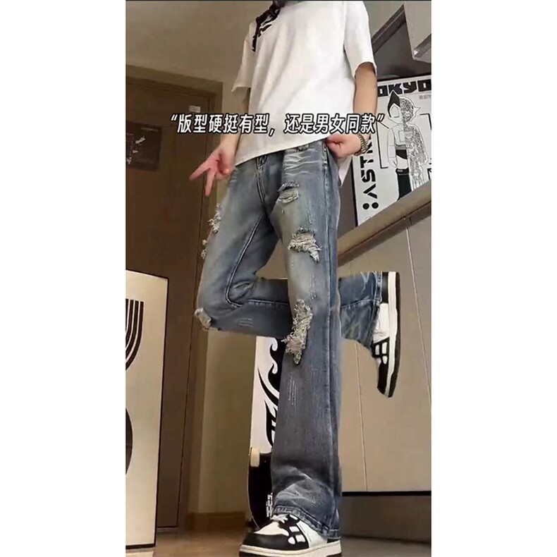 美式高街ins小众破洞牛仔裤货号K755P6578图片