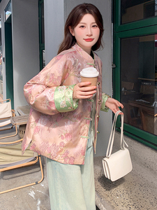 水衣源2607A款新中式提花刺绣短款轻薄羽绒服女图片